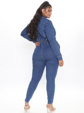 Denim-Jumpsuit mit Kragen